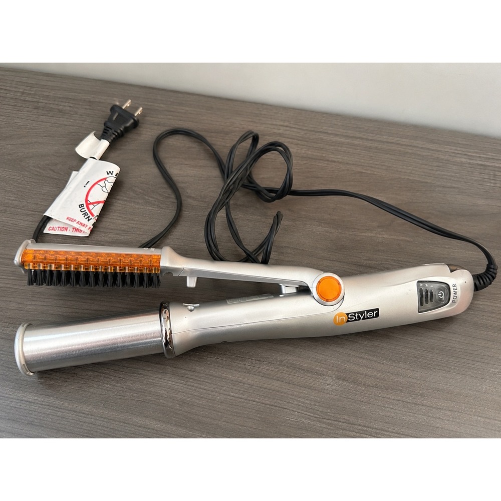 InStyler IS1001 Rotating Hot Iron Brush 1.25" Silver Orange Hair Styler